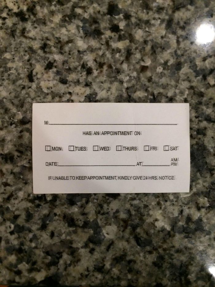 Ironic Misprint On An Eye Doctor's Appointment Card
