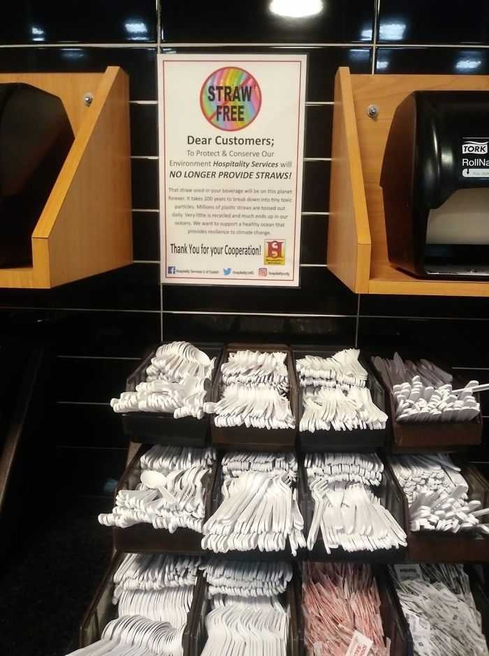 “Straw Free” But Overloading On Plastic Cutlery