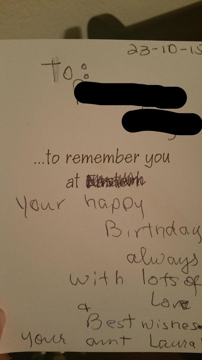 My Aunt Gave Me A Birthday Card...