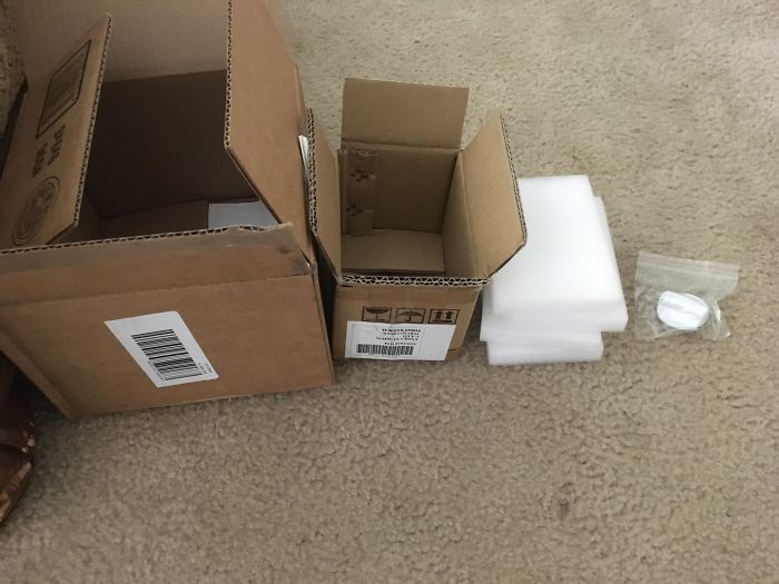 The Amount Of Packaging For A Tiny Refrigerator Piece