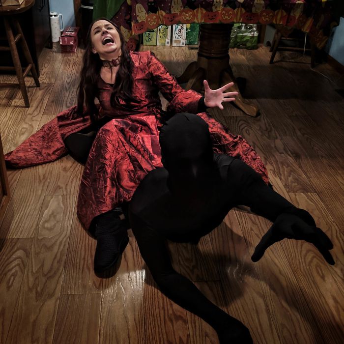 My And My Husband's Halloween Costume As Melisandre And Her Shadow Demon