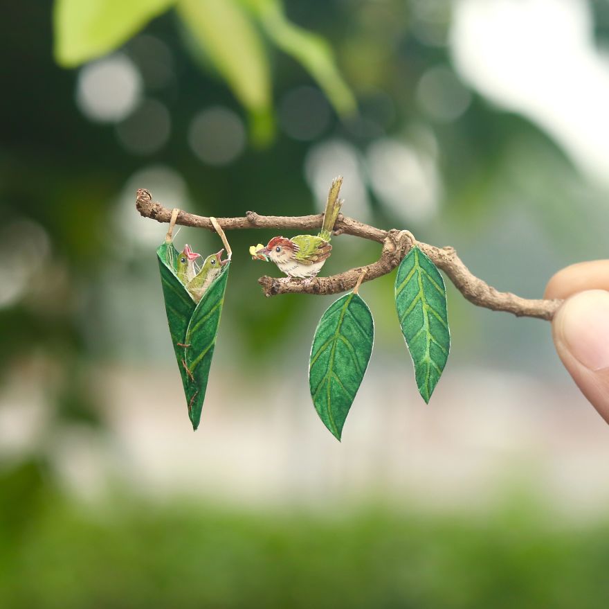 We’ve Been Creating Miniature Paper Birds And Animals Every Day Since 1st January 2018