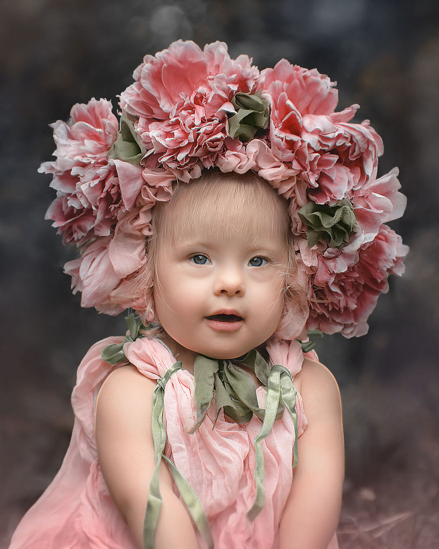 I Design Costumes And Flower Crowns To Photoshoot My Adorable Adopted Girl With Down Syndrome.