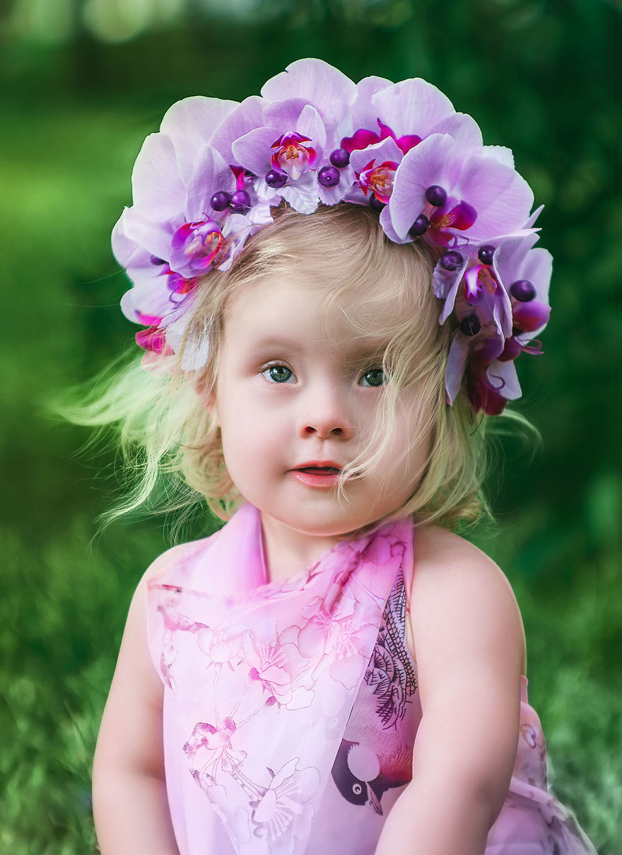 I Design Costumes And Flower Crowns To Photoshoot My Adorable Adopted Girl With Down Syndrome.