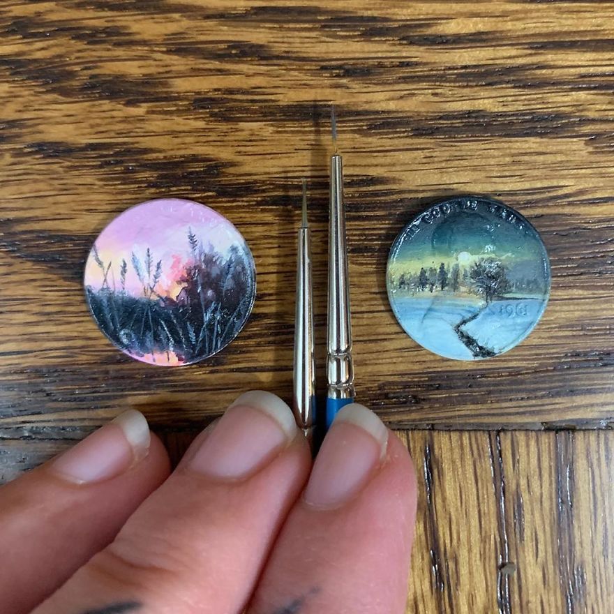 Morning Or Night? Which One’s Your Favorite? #oilpainting #coinart #brymariearts