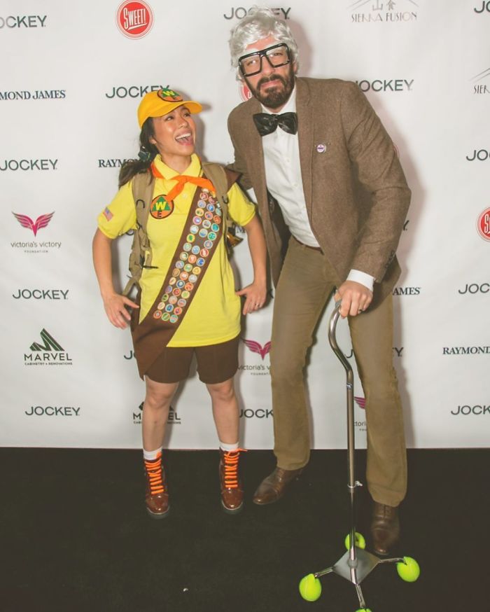 Linda Phan And Drew Scott As Russell And Carl From Up