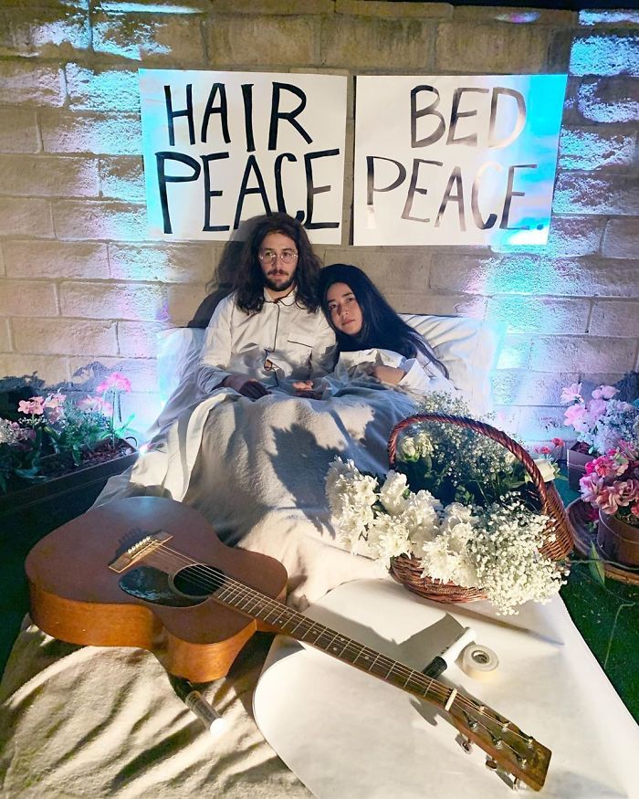 Michael Angarano And Maya Erskine As John Lennon And Yoko Ono