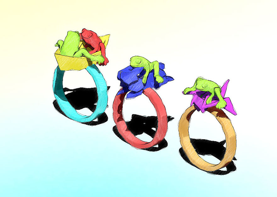 3D Printed Jewelry Of Frogs Doing Yoga And Nature/Fantasy Inspired Animals 3D Printed Jewelry Of Frogs Doing Yoga And Nature/Fantasy Inspired Animals