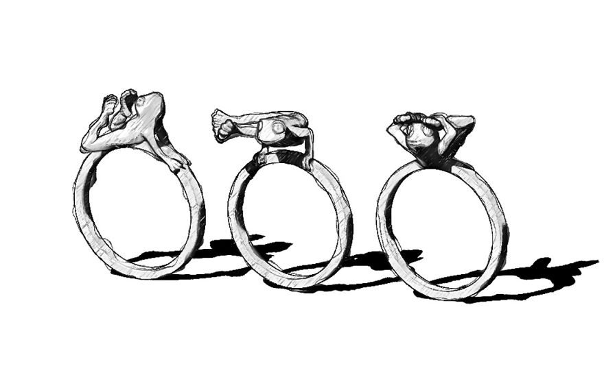 3D Printed Jewelry Of Frogs Doing Yoga And Nature/Fantasy Inspired Animals 3D Printed Jewelry Of Frogs Doing Yoga And Nature/Fantasy Inspired Animals