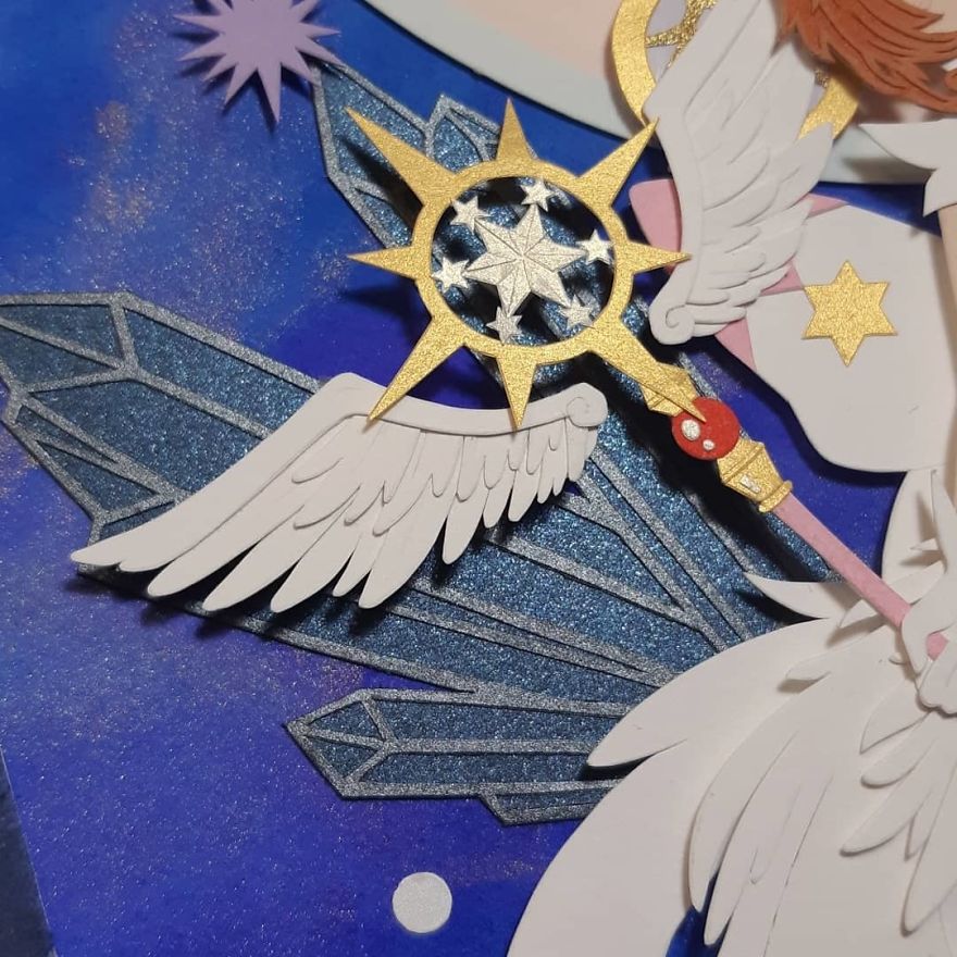 With A New Background, Plus Some Extra Details! 🎉#papercutting #papercut #cutpaper #cutoodle #sakura #cardcaptorsakura #kero