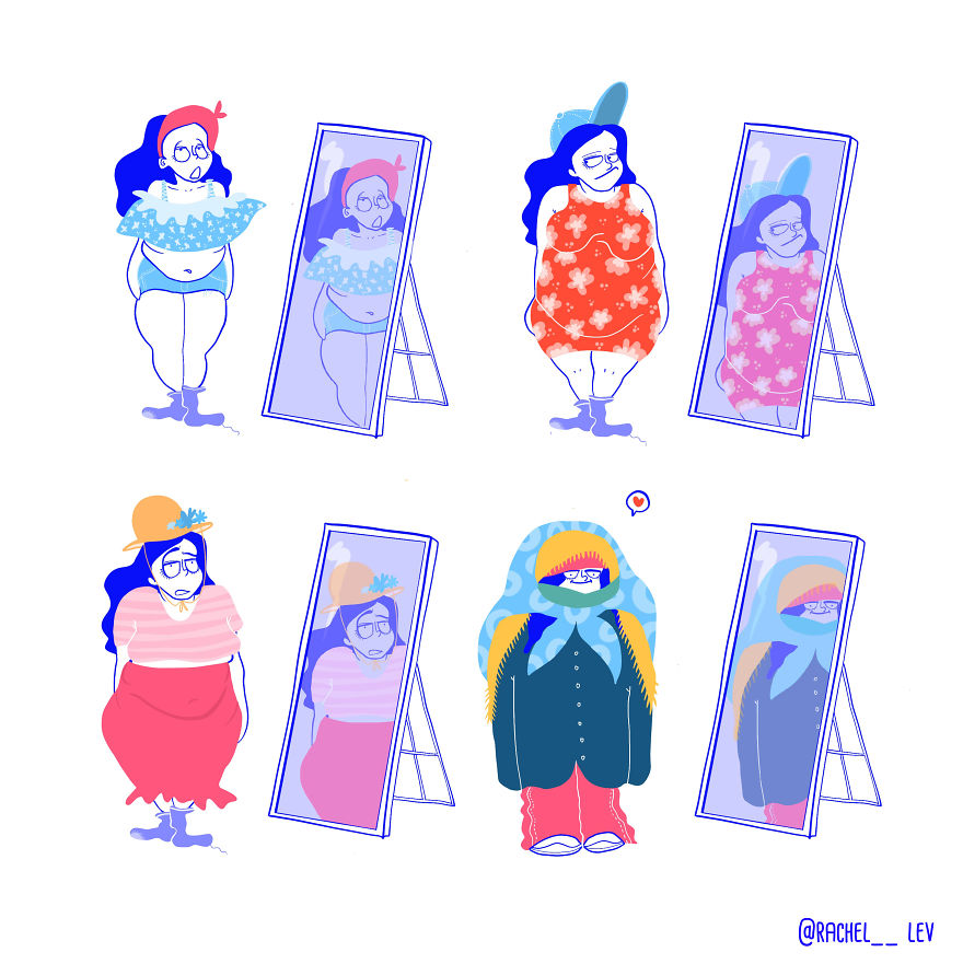 Funny Illustrations Of A Random Girl And Her Random Life - Struggling With Body Positivity !