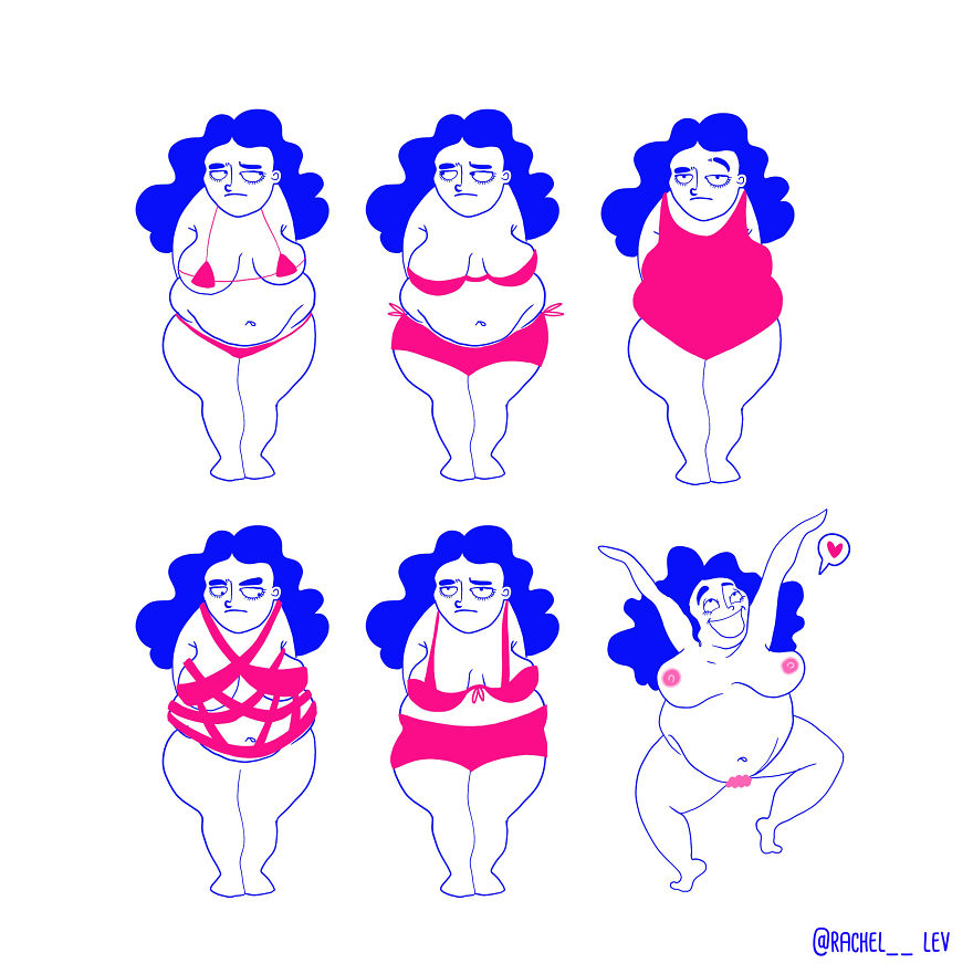 Funny Illustrations Of A Random Girl And Her Random Life - Struggling With Body Positivity !