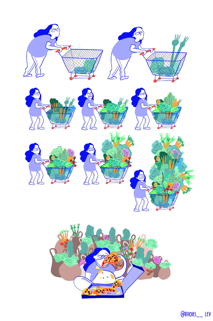 Funny Illustrations Of A Random Girl And Her Random Life - Struggling With Body Positivity !