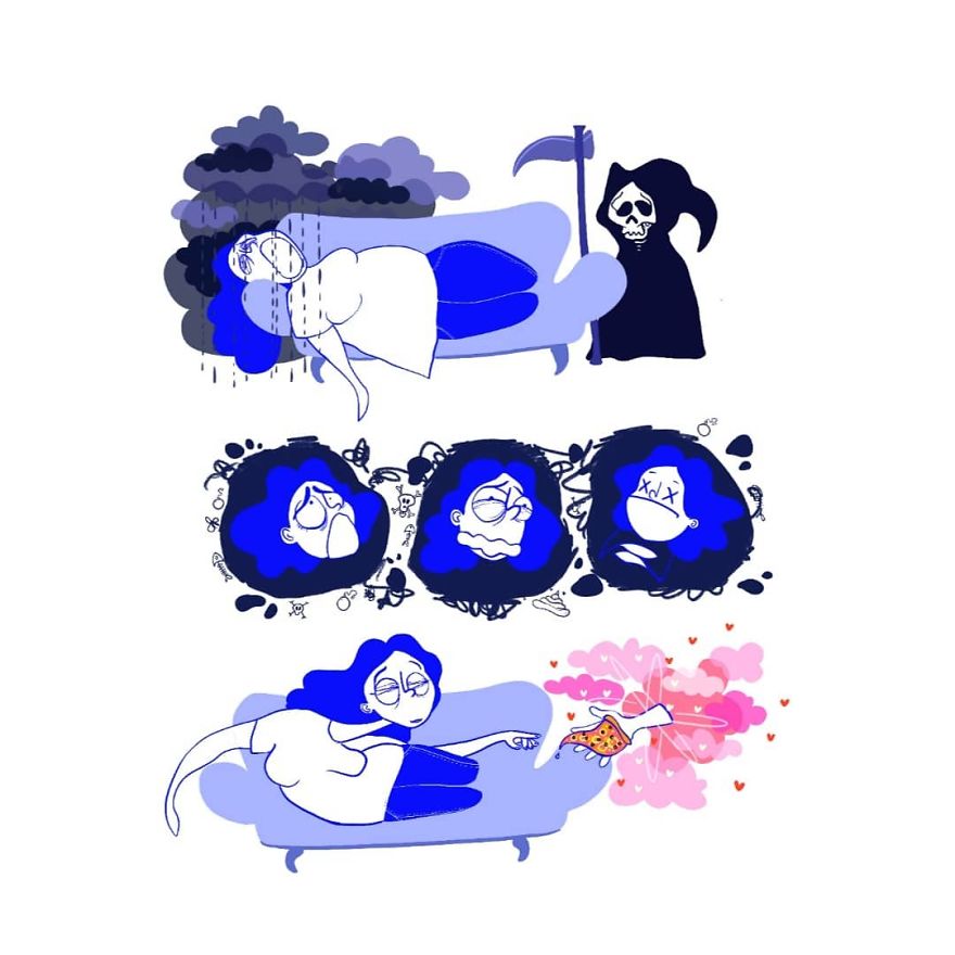 Funny Illustrations Of A Random Girl And Her Random Life - Struggling With Body Positivity !