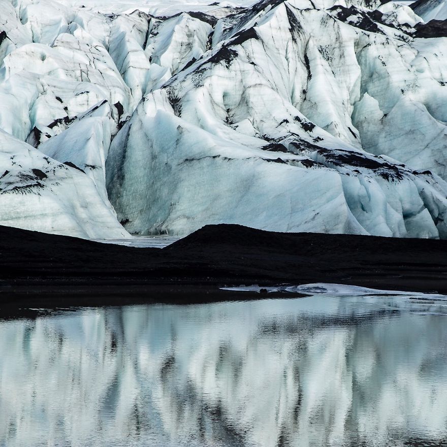 Glacier Slowly Melting Into Its Lagoon