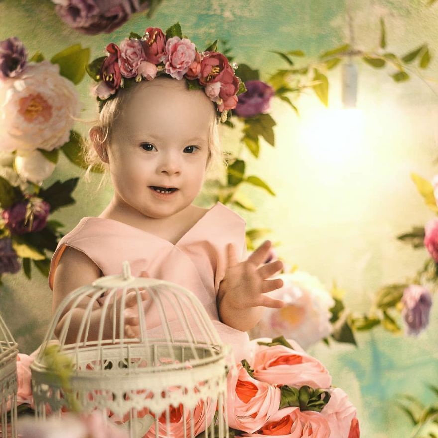 I Design Costumes And Flower Crowns To Photoshoot My Adorable Adopted Girl With Down Syndrome.