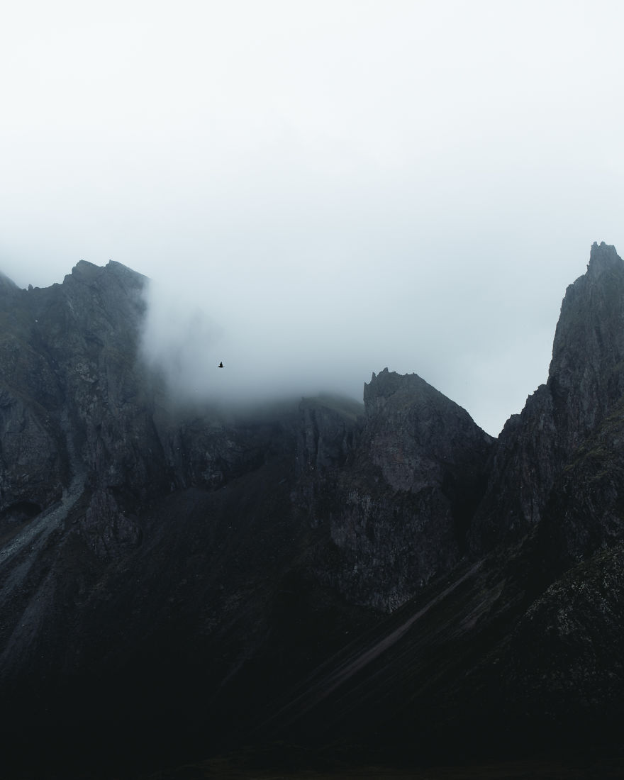 Sharp And Rocky Peaks In The Fog