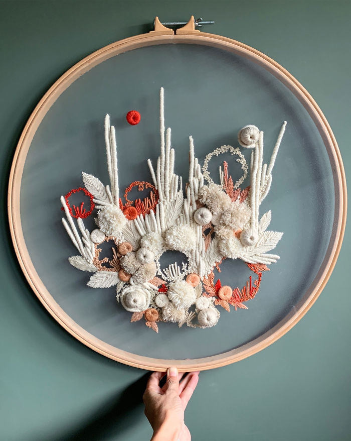 My Three-Dimensional Embroideries Inspired By Oceanic And Botanical Forms