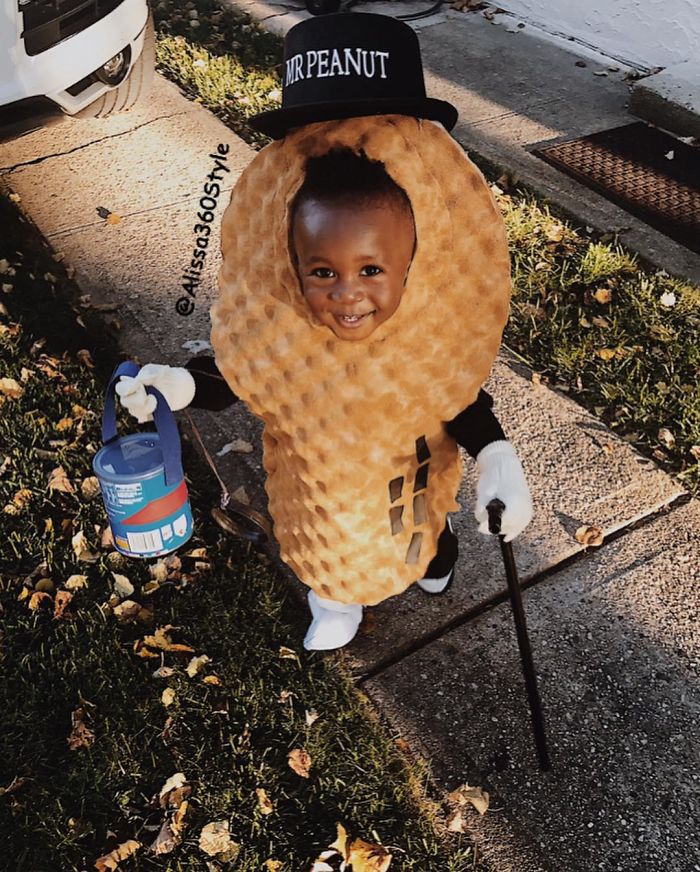 My Nickname At School Is Peanut, So My Mom Decided To Make Me A Mr. Peanut Costume This Year