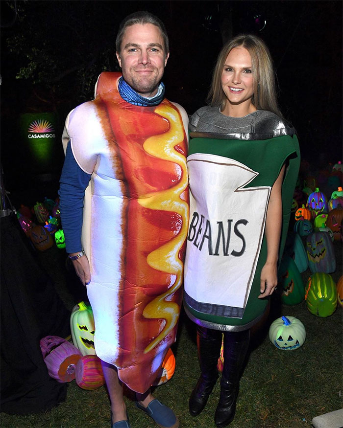 Stephen Amell And Cassandra Jean As Hotdog And Beans