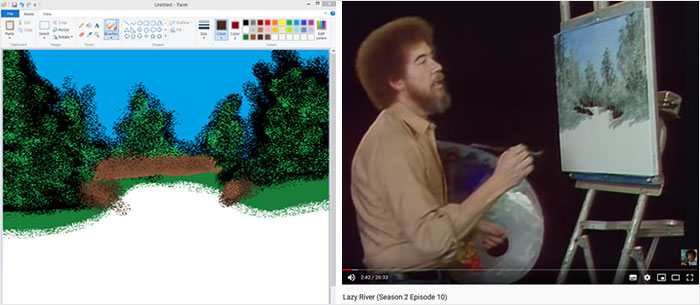 Someone Follows Bob Ross' Tutorial Video In MS Paint, Gets Absolutely Blown Away By What They Created
