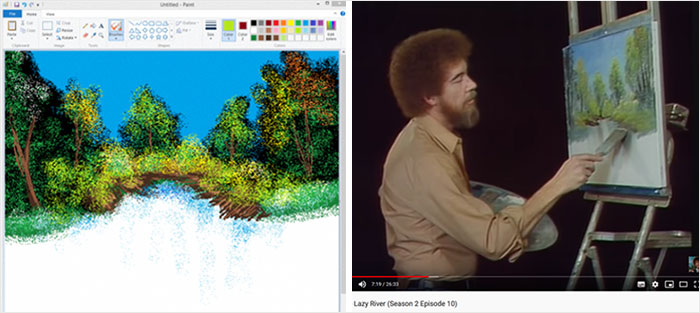 Someone Follows Bob Ross' Tutorial Video In MS Paint, Gets Absolutely Blown Away By What They Created Someone Follows Bob Ross' Tutorial Video In MS Paint, Gets Absolutely Blown Away By What They Created