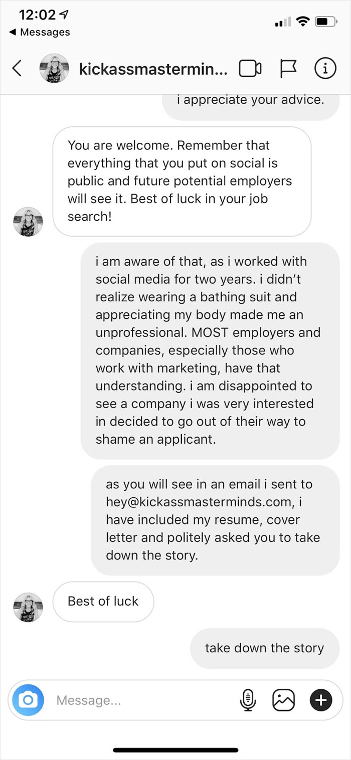 Girl Applies For Internship, But The Company Shares A Photo They Found Of Her In A Bikini, Saying She Won't Get It Girl Applies For Internship, But The Company Shares A Photo They Found Of Her In A Bikini, Saying She Won't Get It
