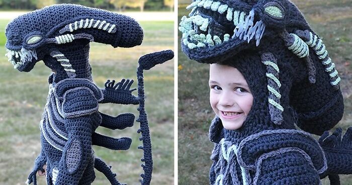 Woman Crochets Full Body Halloween Costumes For Her Kids (11 Pics)