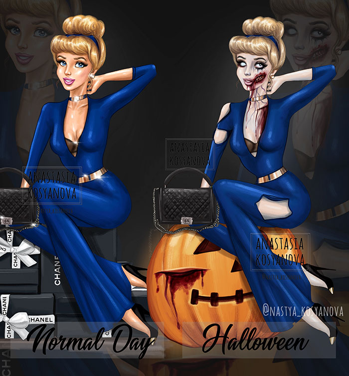 8 Disney Princesses All "Dressed Up" For Halloween By A Russian Artist