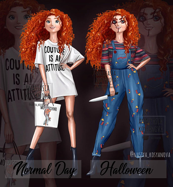 8 Disney Princesses All "Dressed Up" For Halloween By A Russian Artist