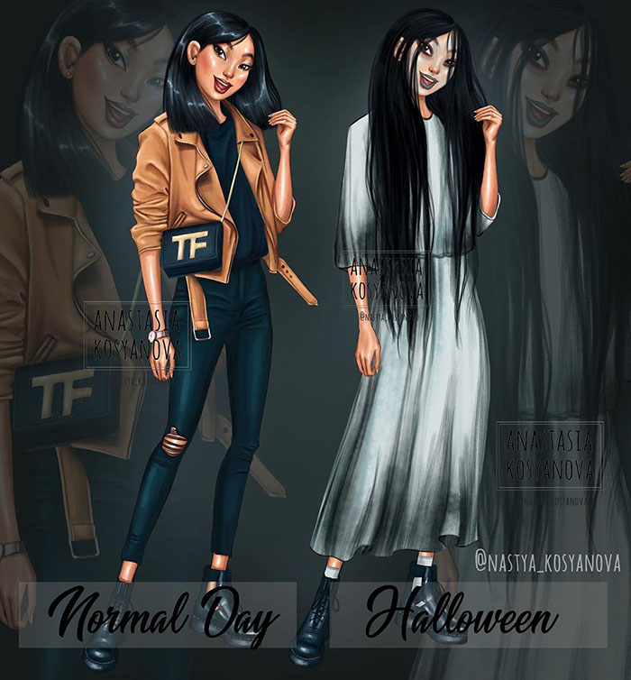 8 Disney Princesses All "Dressed Up" For Halloween By A Russian Artist