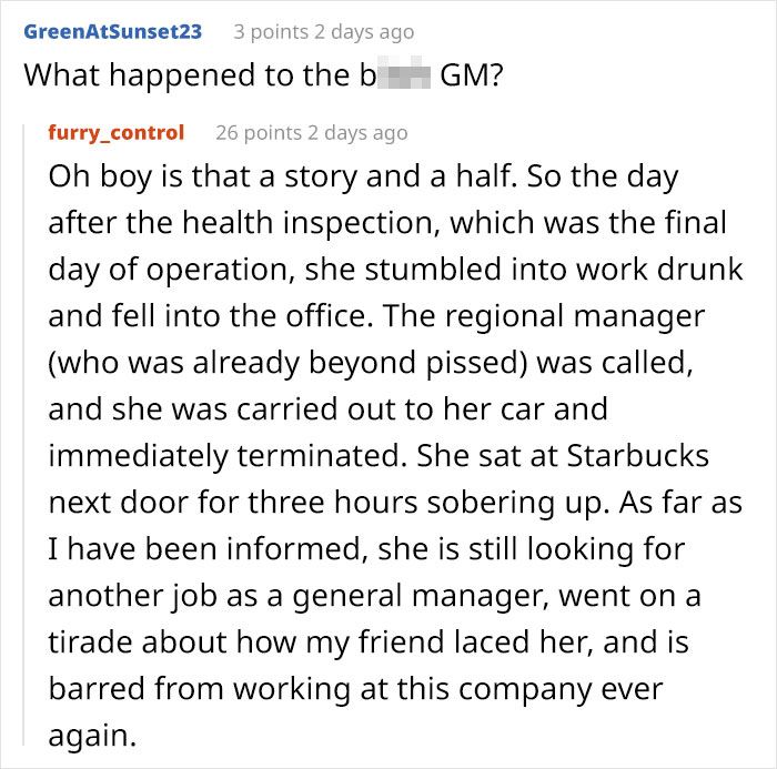 Person Gets Terminated While On Medical Leave, Takes Pics Of Violations In Restaurant And Shuts It Down Person Gets Terminated While On Medical Leave, Takes Pics Of Violations In Restaurant And Shuts It Down