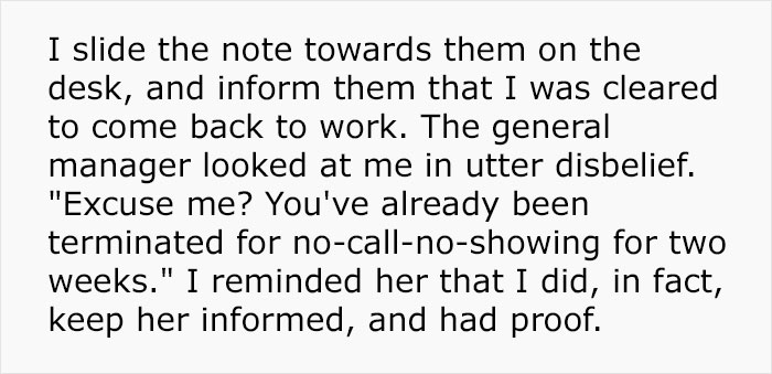 Person Gets Terminated While On Medical Leave, Takes Pics Of Violations In Restaurant And Shuts It Down Person Gets Terminated While On Medical Leave, Takes Pics Of Violations In Restaurant And Shuts It Down
