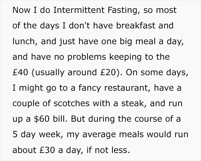 Company Ends Up Spending $65/Week More After Not Listening To Employee's Reasoning On Meal Limits