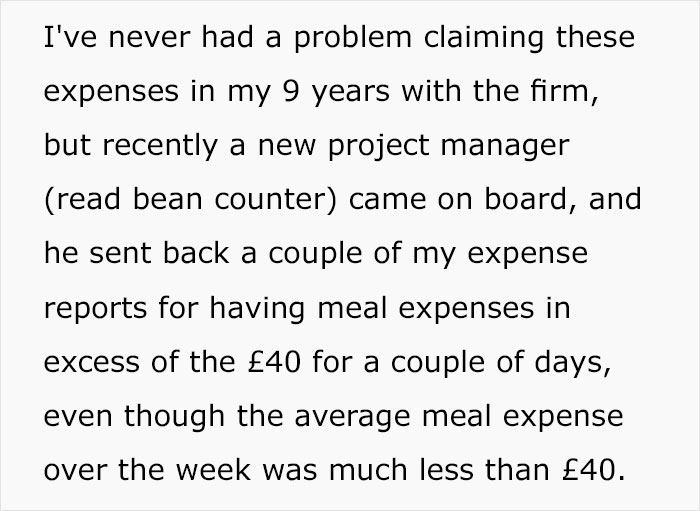 Company Ends Up Spending $65/Week More After Not Listening To Employee's Reasoning On Meal Limits