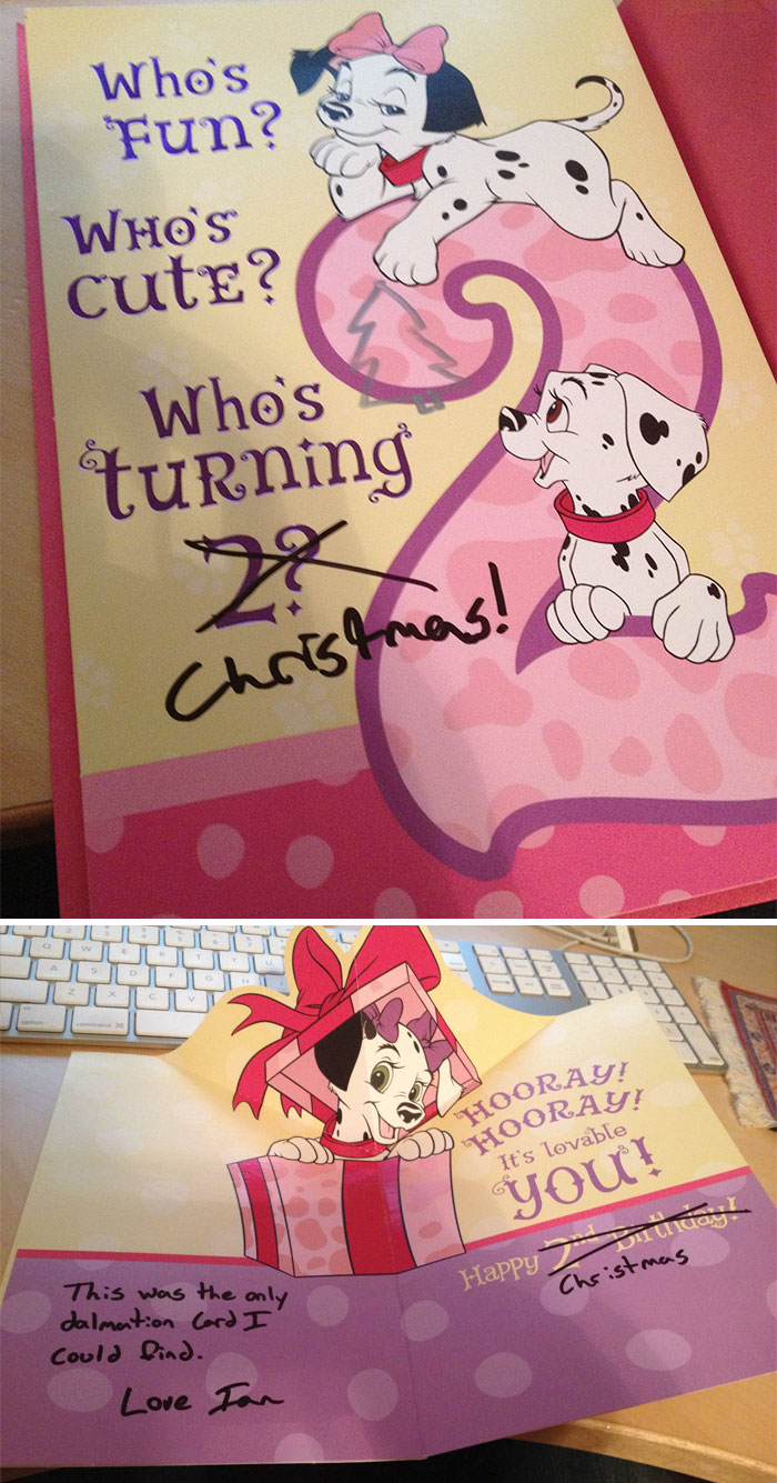 My Mom Really Likes 101 Dalmations. I Got Her A Christmas Card. Close Enough
