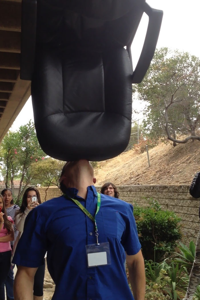 My English Teacher Can Balance An Office Chair On His Chin
