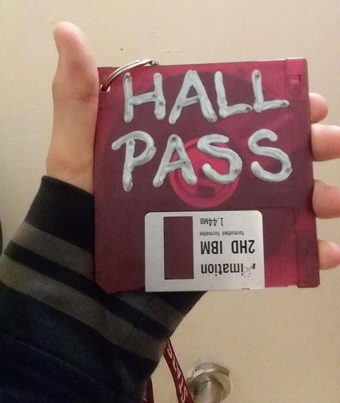 My History Teacher Uses A Floppy Disk For Her Hall Pass