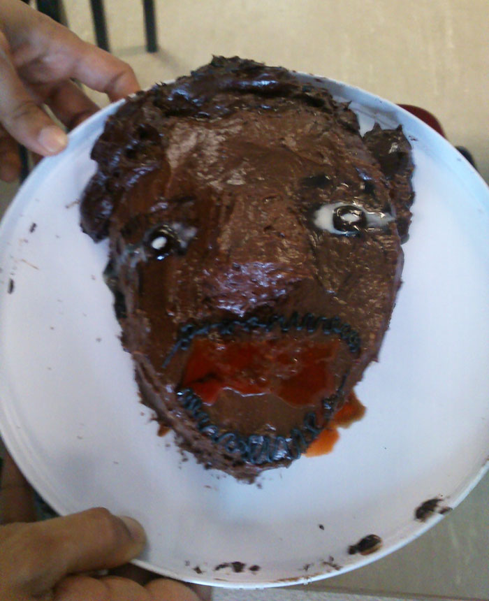 Teacher Made A Cake For The Last Day. It Is Meant To Be His Own Face