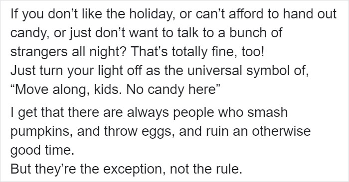 Woman Says She's Gonna 'Break The Law' And Give Candy To Kids On Halloween In A Powerful Post