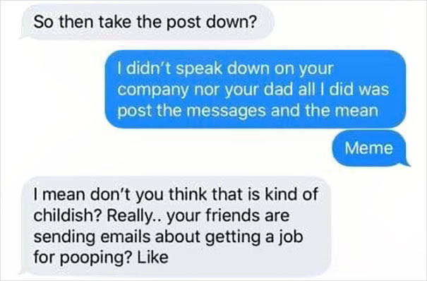 Employee Shares A Meme And Gets Fired Over It, So He Shares The Text Exchange With The Boss