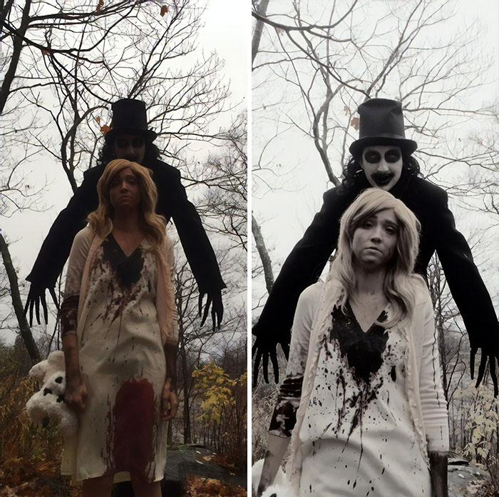 Boyfriend And I Attended A Halloween Wedding, We Scared A Lot Of Children With Our Babadook Costumes