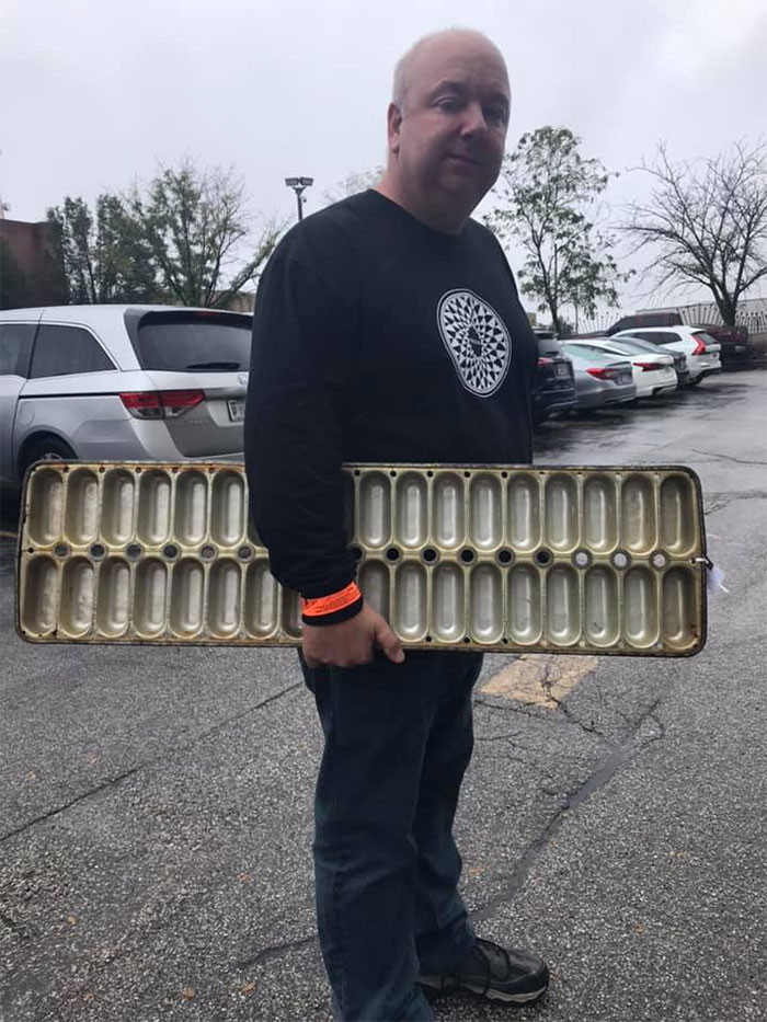 Found And Took Home This Authentic Hostess Twinkie Pan From A Closed Factory In St. Louis. It’s Going To Become A Light Fixture