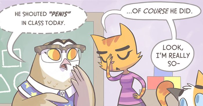 My Experience As A Mom Of Two Boys In 30 Comics With A Feline Twist (New Pics)