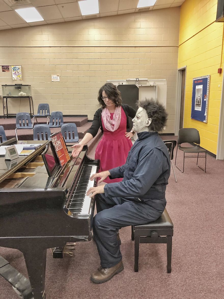 Mrs. Brosius Is Always Happy To Help Her Students... Especially When The Only Song They Know Is “Chopsticks”. (Seriously. Please Stop Playing, Michael.)