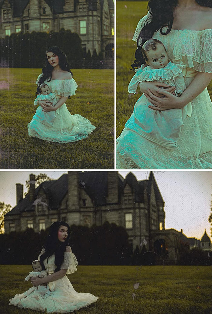 Just In Time For Halloween - Found This Sad Composition Baby Doll At A Great Thrift Store In Salem, Ma And Saturday I Found The Perfect Dress (At St. Vincent Du Paul) So I Could Match Her