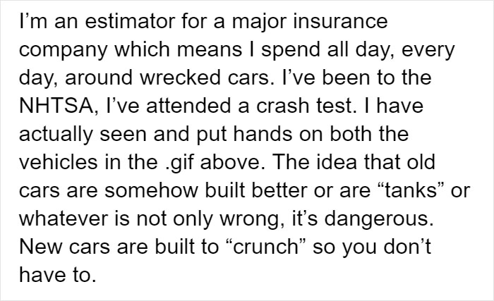 Argument That 'Old Steel Cars Were Better' Gets Shut Down With Simple Physics Argument That 'Old Steel Cars Were Better' Gets Shut Down With Simple Physics