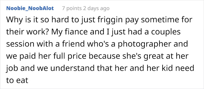 Photographer Shows How Absurd People Asking For Free Pics Are With An Ad Asking For Other Services For Free