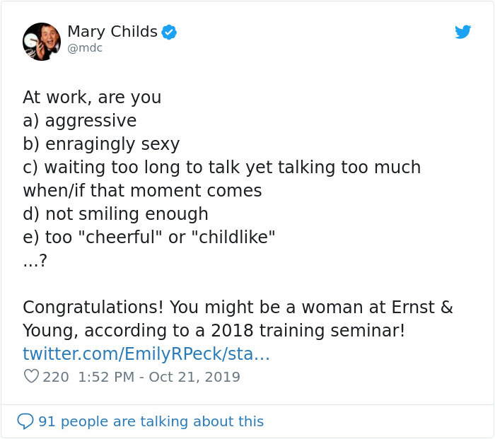 Someone Leaks 'Leadership Training' Material From A Seminar Held By Ernst & Young And It Just Reeks Of Sexism Someone Leaks 'Leadership Training' Material From A Seminar Held By Ernst & Young And It Just Reeks Of Sexism