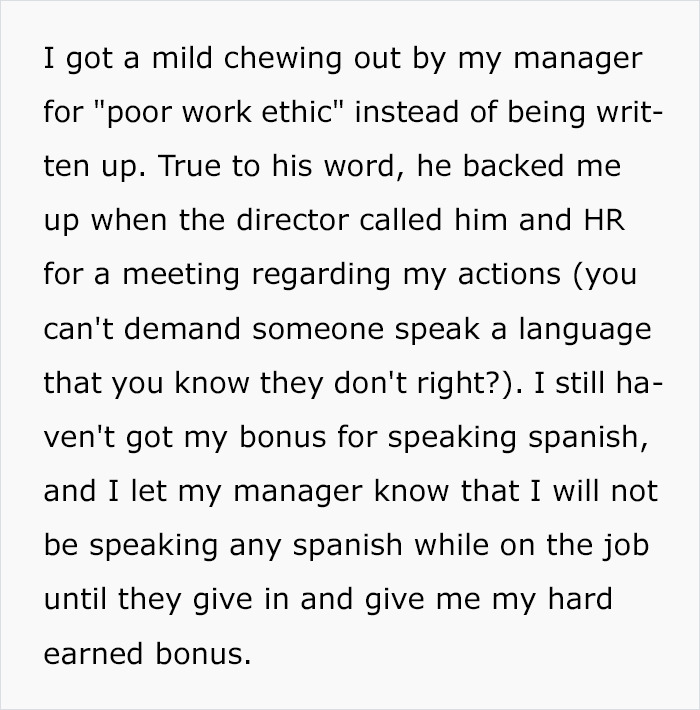 Employee Doesn&rsquo;t Get The Bonus Promised For A Foreign Language, Refuses To Use It When It&rsquo;s Needed The Most